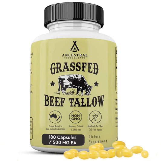 Ancestral Supplements Grass Fed Beef Kidney Supplement, 3000mg, DAO Enzyme Supplement, Kidney Support for Urinary and Histamine Health, Selenium, B12, Non GMO, 180 Capsules