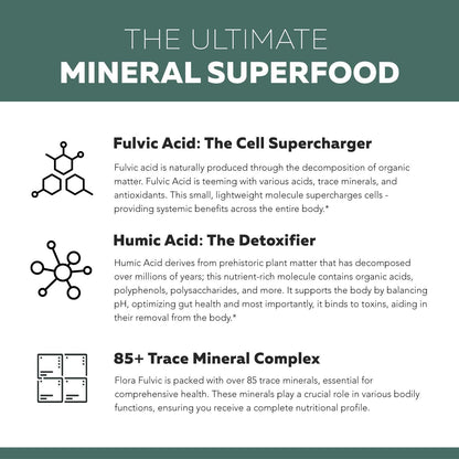 Flora Fulvic | Fulvic Acid + Humic Acid Complex – 550 mg |Mined in Utah, Prehistoric Deep Earth Extract | Immunity, Gut, Digestion – Natural Trace Mineral Complex Triquetra Health