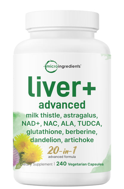 Liver Advanced+, 240 Veggie Capsules | 20-in-1 Complex with Milk Thistle, Dandelion, NAD, NAC, ALA, TUDCA, Glutathione, Artichoke, Turmeric, Micro Ingredients