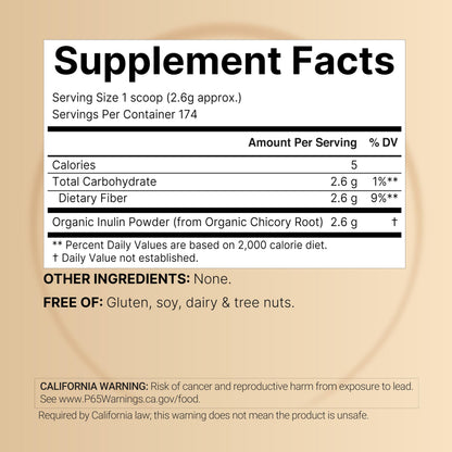 NatureBell Organic Inulin Prebiotic Fiber Powder, 1lb | Natural Chicory Root Source – Easily Mixes with Coffee or Smoothies – Fiber Supplement for Women & Men NatureBell
