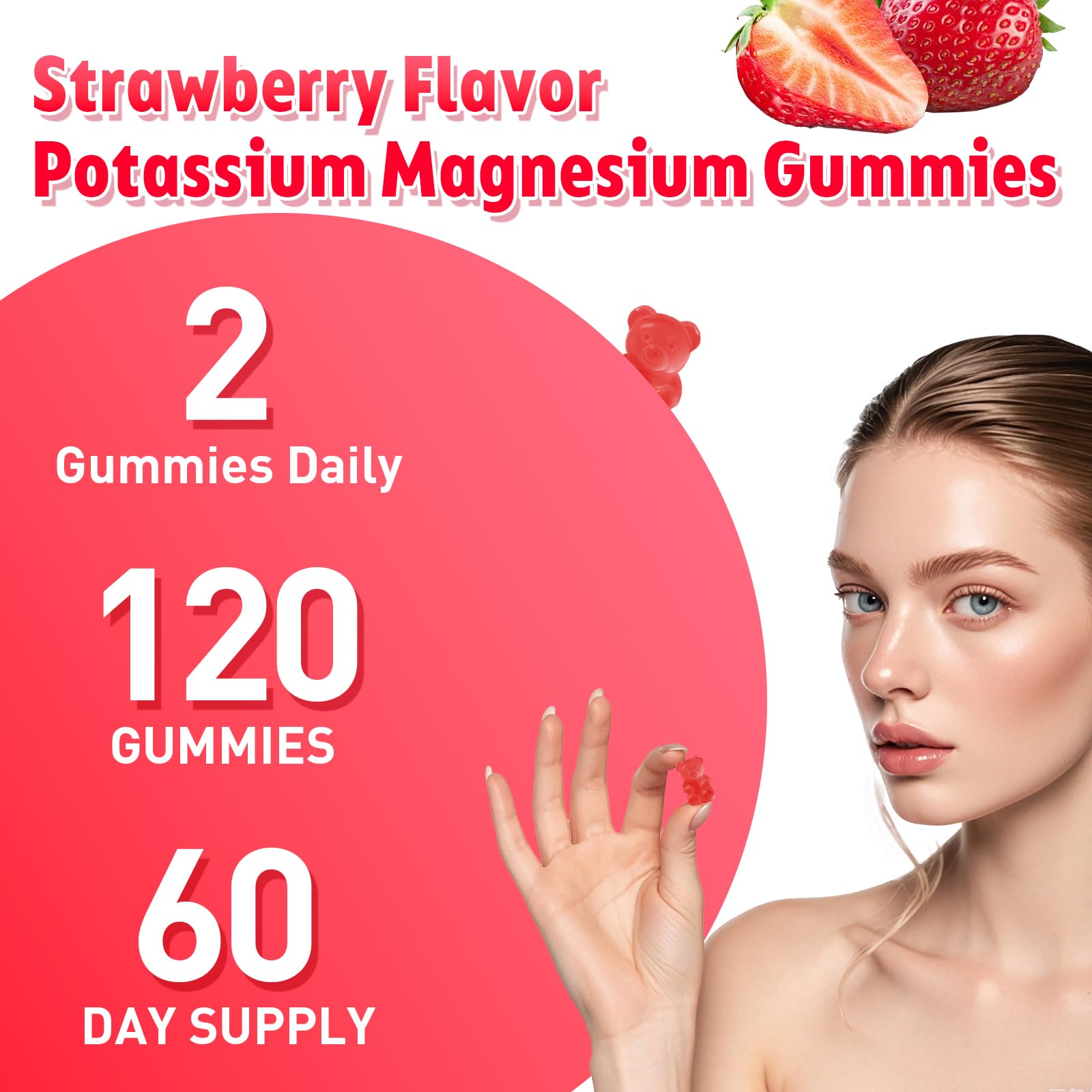2 Pack Potassium Magnesium Gummies for Men & Women, Potassium Magnesium Supplement for Leg Cramps, Muscle Health, & Electrolyte Balance, Strawberry Flavor, 120 Gummies Flyrocer buy australia supplements