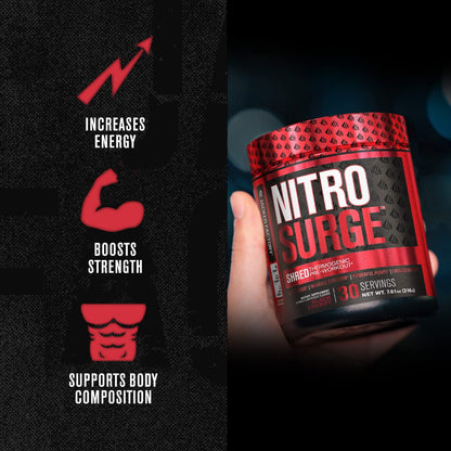 Jacked Factory Nitrosurge Pre-Workout in Arctic White & Watermelon Nitrosurge Shred Thermogenic Pre-Workout for Men & Women