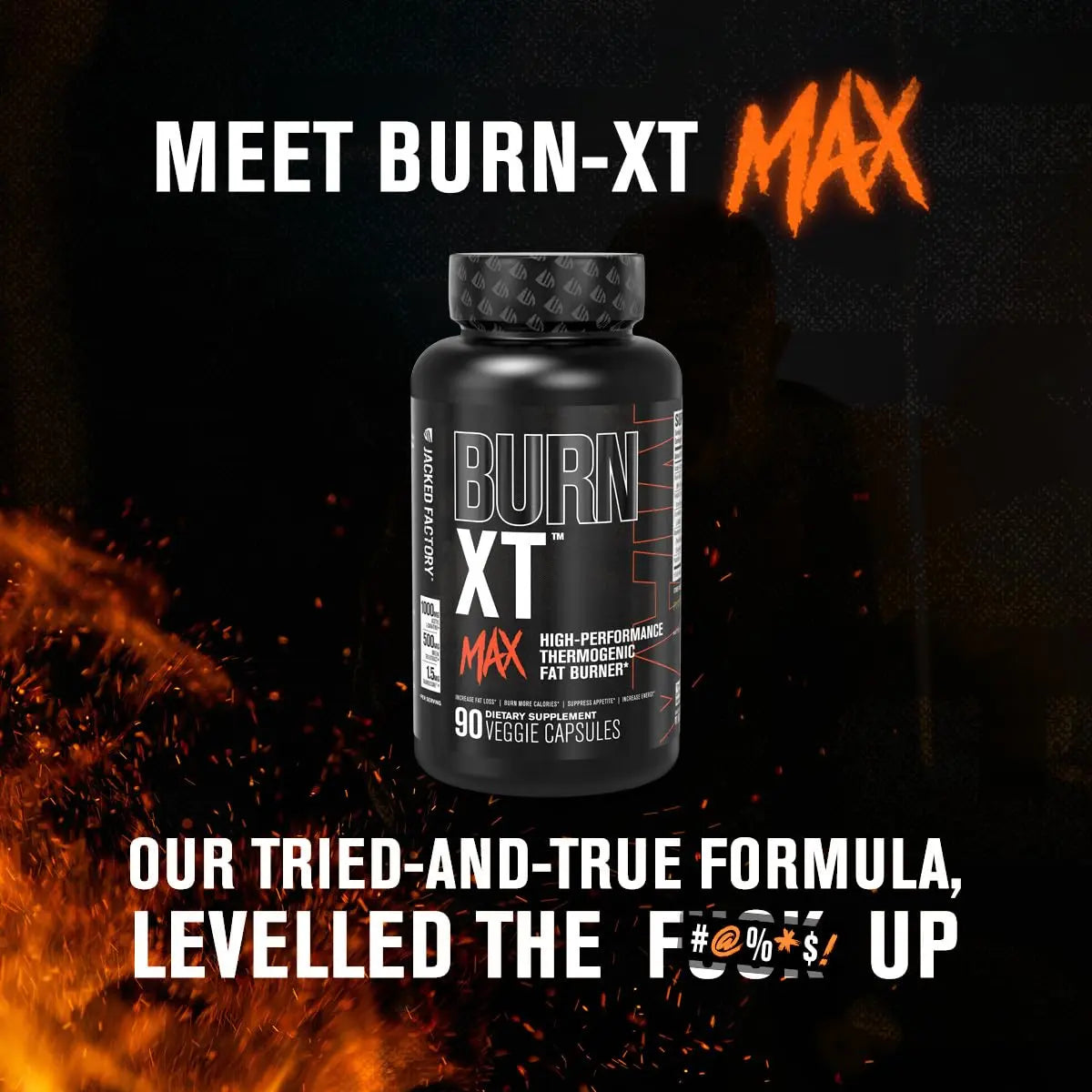 Jacked Factory Burn-XT Max - High-Performance Thermogenic Fat Burner & Appetite Suppressant for Weight Loss w/PurCaf Organic Caffeine, MitoBurn, Green Tea Jacked Factory