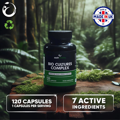 Probiotics & Prebiotics | 435 Billion CFU | Bio Cultures Complex | 120 Vegetarian Capsules for Women & Men - Lactobacillus Acidophilus, Bifidobacterium SASH Vitality