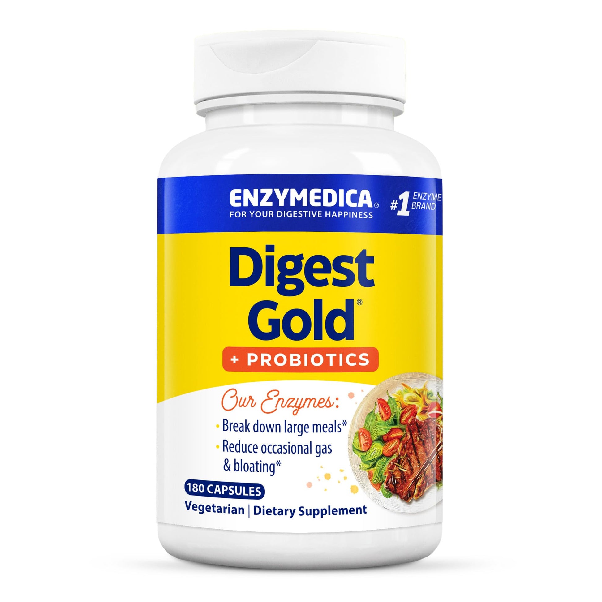 Enzymedica Digest Gold + Probiotics - Digestive Enzyme Supplement for Women & Men, Enzyme and Probiotic Capsules for Digestion, Gut Health Support, Helps Gas & Bloating, Vegetarian - 45 Caps Gsupps Australia