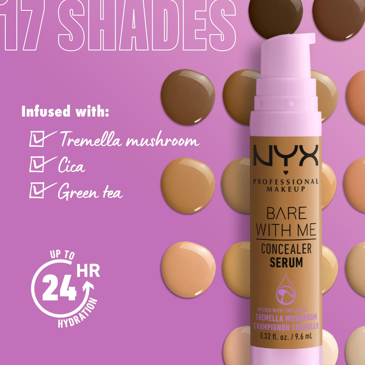 NYX PROFESSIONAL MAKEUP Bare With Me Concealer Serum, Concealer Makeup For Up To 24Hr Hydration - Light NYX PROFESSIONAL MAKEUP