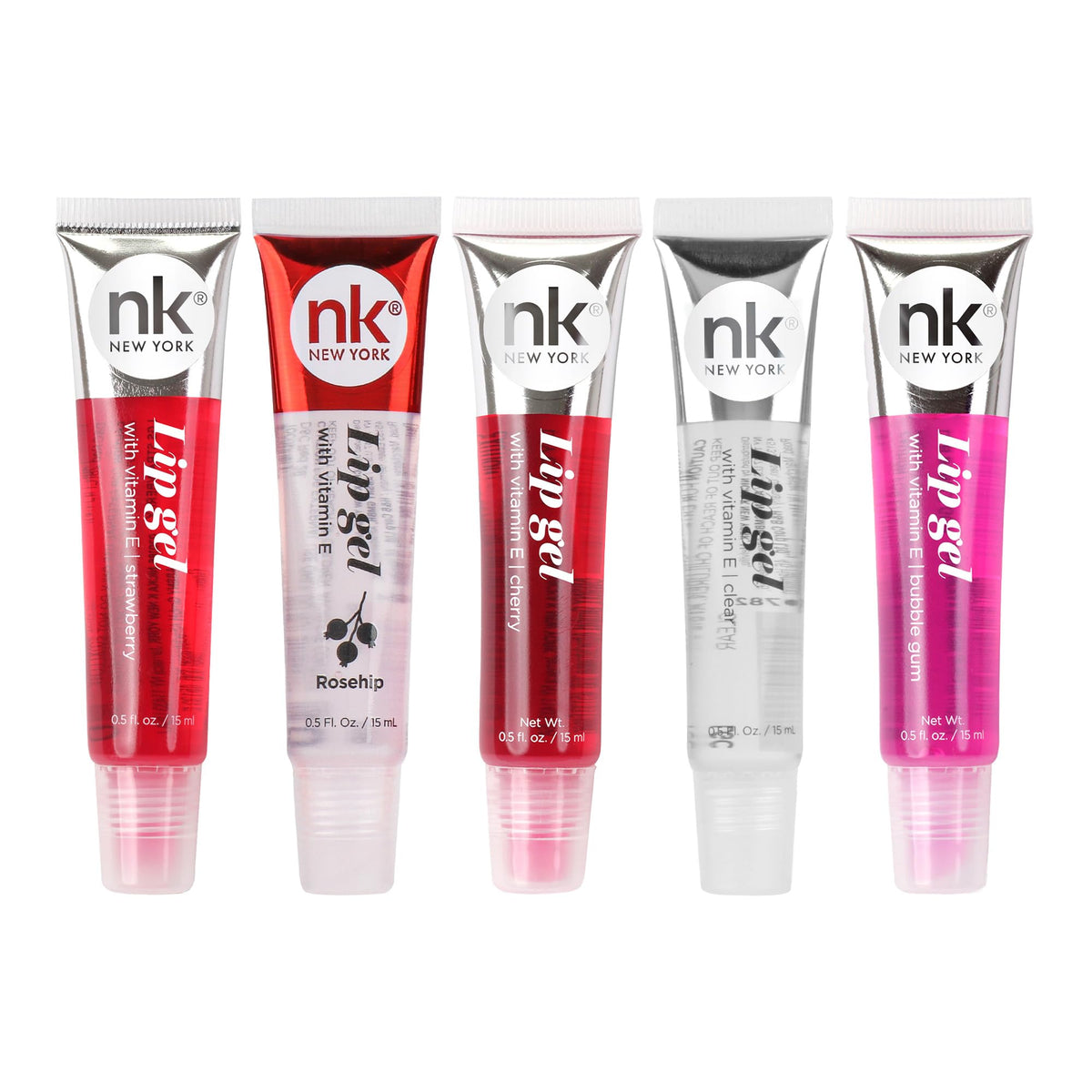 NICKA K NEW YORK, Hydrating Lip Gel Set, Assorted, Vitamin E, 5-Pack NICKA K NEW YORK