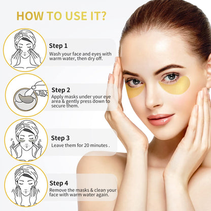 NAZANO 24K Gold Under Eye Patches - 60 Pack Eye Masks NAZANO