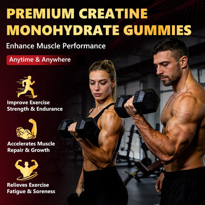 ZELKORE Creatine Monohydrate Gummies 6000mg for Men & Women, Sugar Free Creatine Gummy for Pre & Post Workout, High Absorption Supplement with BCAA, Support Boost Strength, ZelKore