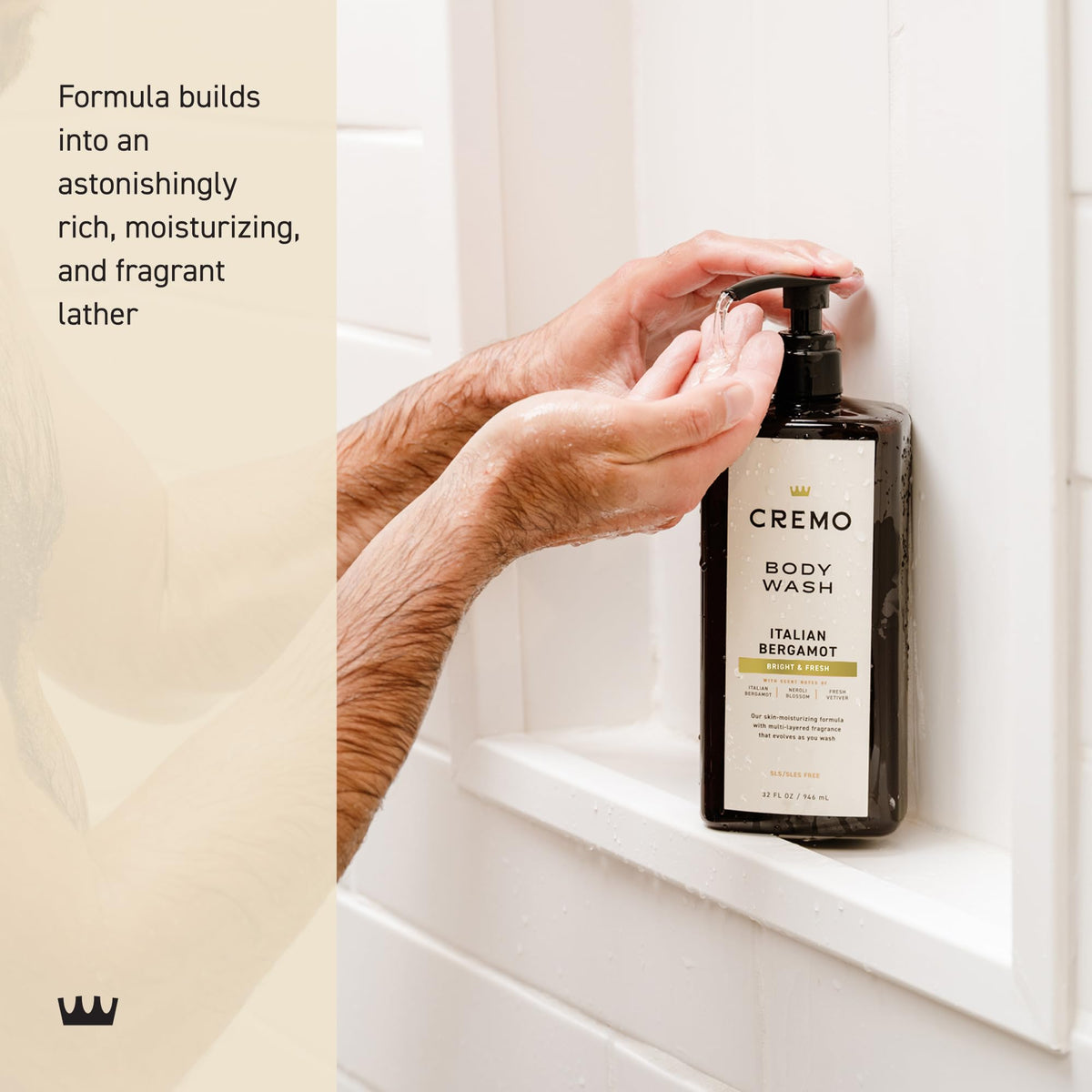 Cremo Body Wash for Men, Italian Bergamot, 32 Fl Oz Cremo