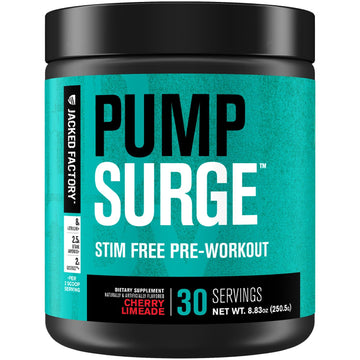 Jacked Factory Pumpsurge Caffeine Free Pre Workout for Men & Women - Booster & Stim Free Pre Workout - Intense Pumps, Enhanced Focus - 30 Servings, Cherry Limeade 8.83oz Jacked Factory buy australia supplements