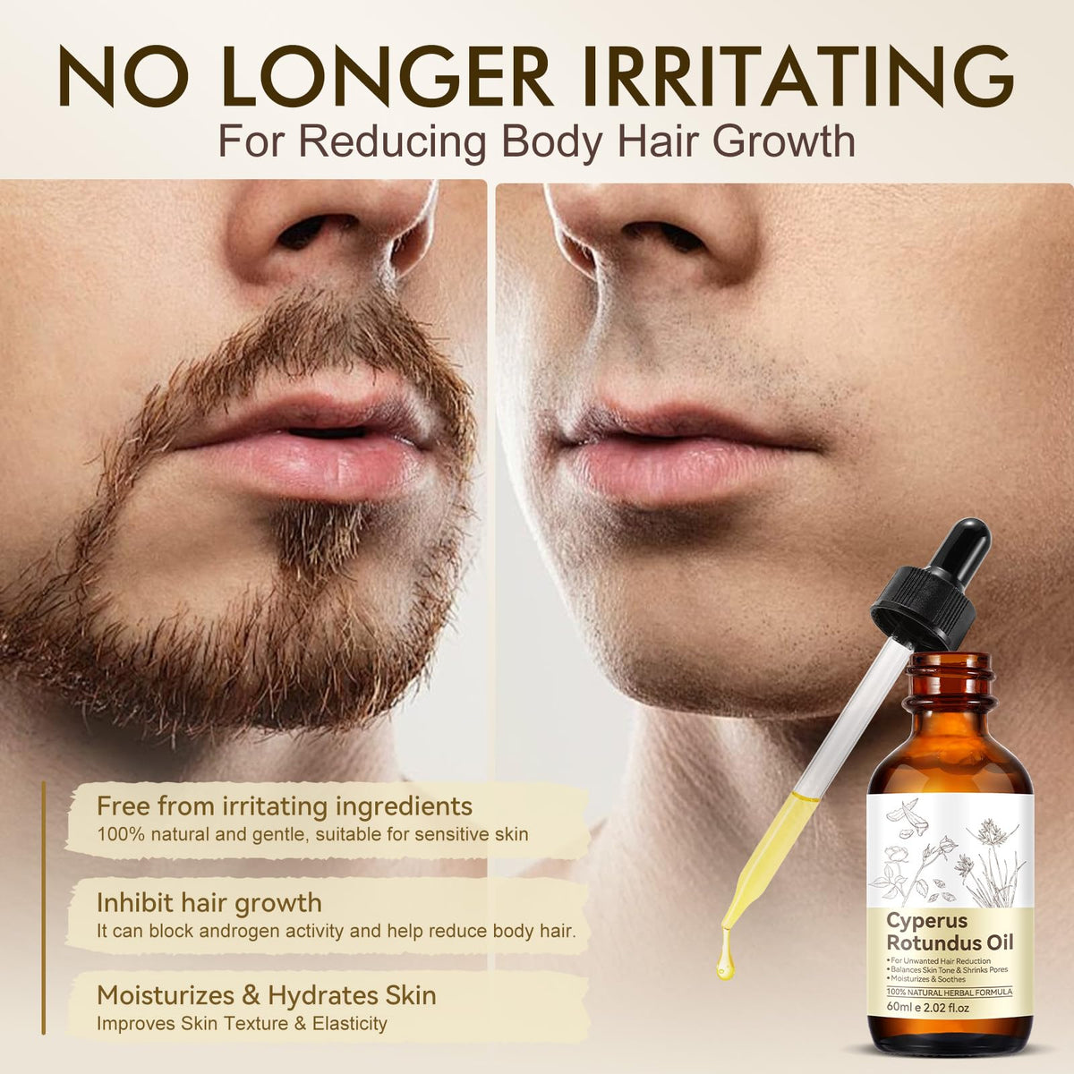 Cyperus Rotundus Oil, Natural for Reducing Body Hair Growth, Cyperus Rotundus Oil for Hair Removal, Reduces Unwanted Hair Growth, Reducing Body Hair Growth, Shrink Pores - 2.02 Fl Oz DLOMFVFQ