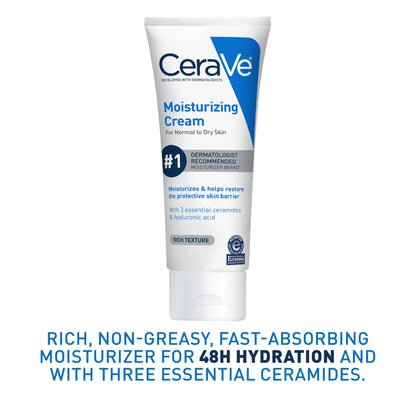CeraVe Moisturizing Cream, Face Body Moisturizer, Normal to Dry Skin, 8 Fl Oz CeraVe