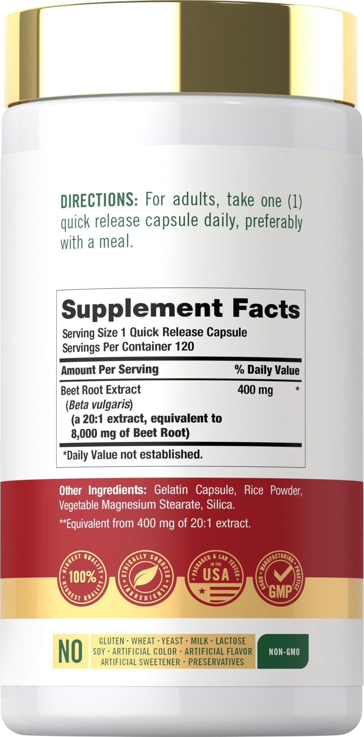 Carlyle Beet Root Capsules | 120 Count | Quick Release Capsules | Non-GMO and Gluten Free Supplement Carlyle
