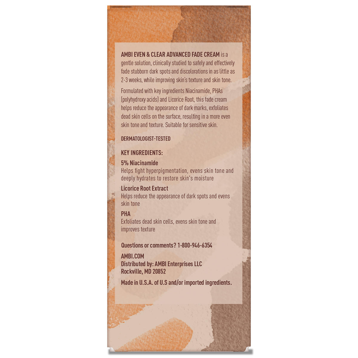 Ambi Even & Clear Advanced Fade Cream, Hydroquinone-free, Hyperpigmentation Treatment, Stubborn Dark Spot Corrector, Results In As Little As 2-3 Weeks, Niacinamide, Licorice Root Extract, PHA, 1 Fl Oz Ambi