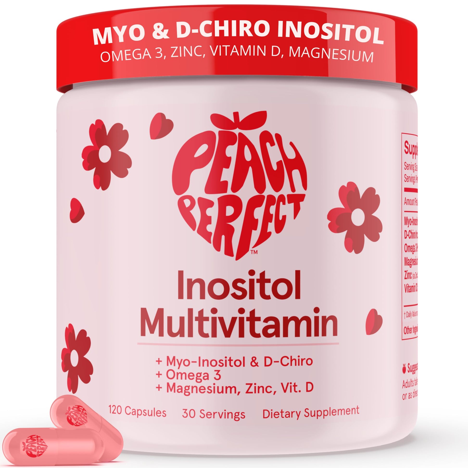 Peach Perfect Inositol Multivitamin – Myo-Inositol & D-Chiro 40:1 Blend, Omega-3, Vitamin D3, Magnesium, Zinc – Supports Women’s Health, Mood, Energy, Supplement – 30 SVG Peach Perfect buy australia supplements