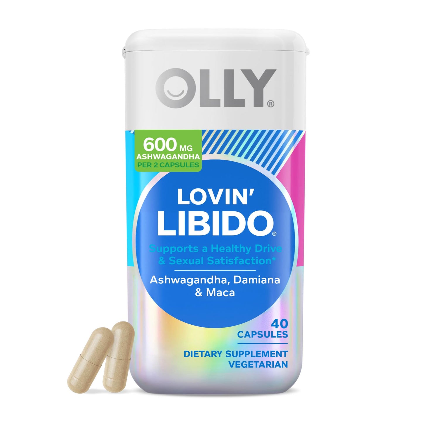 OLLY Lovin Libido Capsules, Boost Desire With Ashwagandha, Maca & Damiana, Vegetarian, Supplement for Women, 20 Day Supply - 40 Count OLLY
