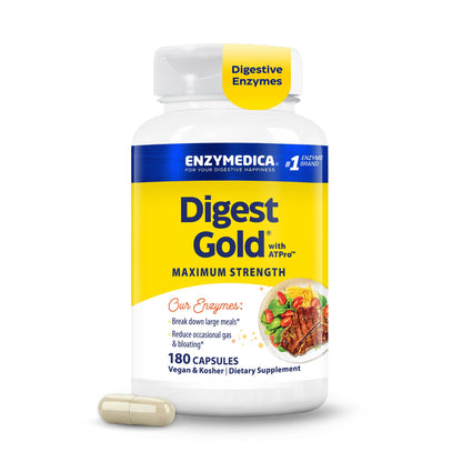 Enzymedica Digest Gold - Digestive Enzyme Supplement for Women & Men, Enzyme Capsules for Digestion, Gut Health Support, Helps Gas & Bloating, ATPro Energy Support, Enzymedica