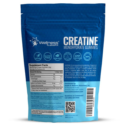 Creatine Gummies 5000mg, 30 Servings Creatine Monohydrate Gummies - Third-Party Tested Creatine for Women, Strawberry Flavor Creatine for Men, Muscle Growth, WELLNESS LABSRX