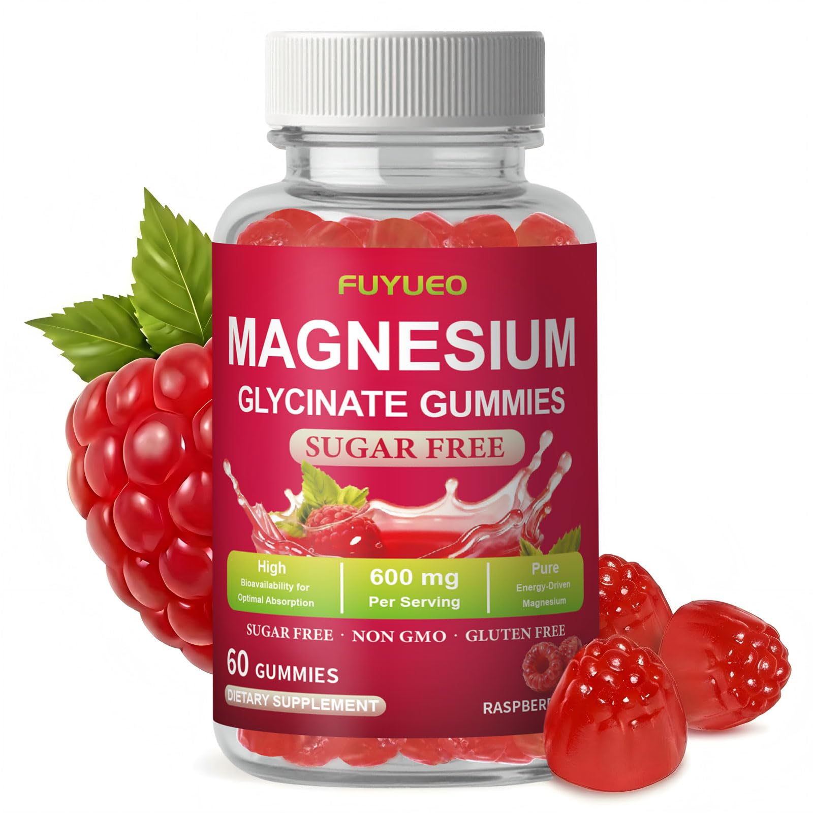 FUYUEO Magnesium Glycinate Gummies for Sleep & Relaxation, Sugar Free High Absorption Magnesium Supplement for Men & Women, Gentle on Stomach, Chewable, Raspberry, 60 Count (Pack of 1) FUYUEO buy australia supplements