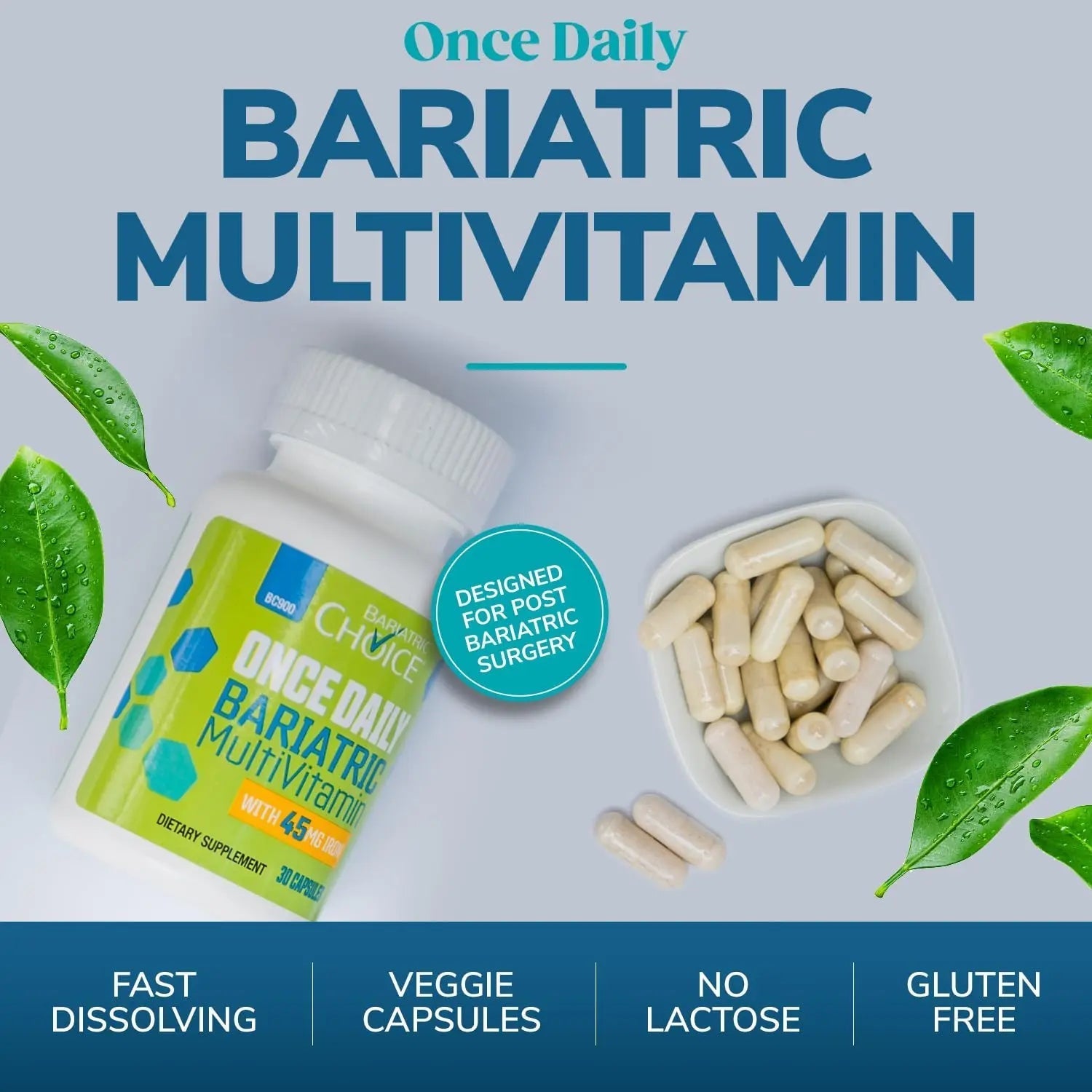 Bariatric Choice Multivitamin & Calcium Bundle (1-Month Supply) | 45mg Iron Multivitamin + 500mg Calcium Citrate with D3 & Probiotics | Bariatric Choice buy australia supplements