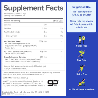 Gundry MD MCT Wellness Powder to Support Energy, Ketone Production and Brain Health, Keto Friendly, Sugar Free (30 Day Supply, Watermelon Lemonade) Gundry MD