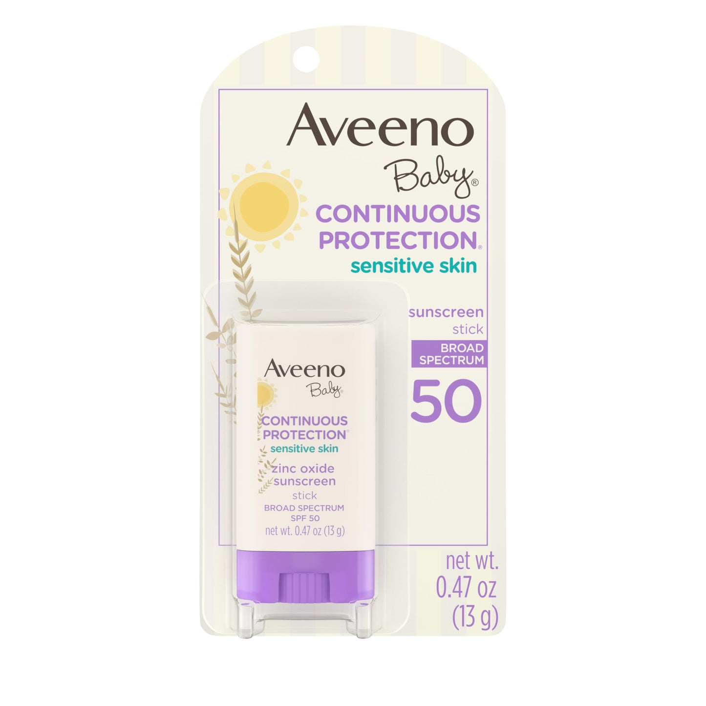 Aveeno Baby Continuous Protection Mineral Sunscreen Stick for Sensitive Skin with Broad Spectrum SPF 50 Protection for Face & Body Aveeno Baby