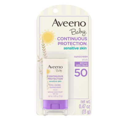 Aveeno Baby Continuous Protection Mineral Sunscreen Stick for Sensitive Skin with Broad Spectrum SPF 50 Protection for Face & Body Aveeno Baby