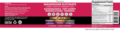 Adndale Magnesium Glycinate 400 mg Gummies with Ashwagandha, Magnesium Malate & Taurate, Tart Cherry, Magnolia Bark, Lemon Balm, Passionflower Adndale