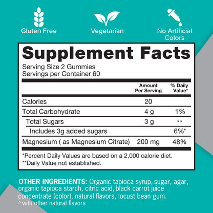 Qunol Magnesium Gummies for Adults, 200mg Elemental Magnesium (from 1,750mg Magnesium Citrate), High Absorption Magnesium Supplement, Supports Nerve, Qunol