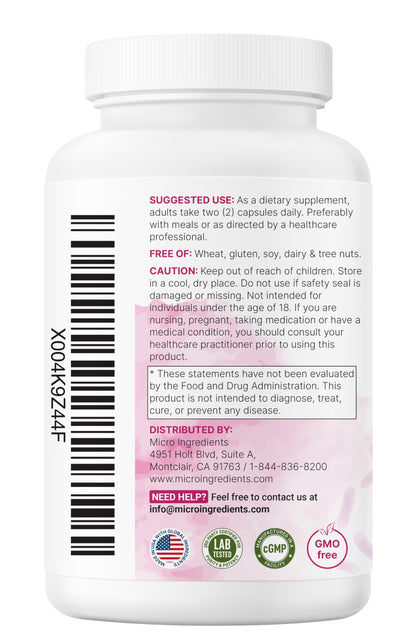 Micro Ingredients Probiotics for Women 100 Billion CFU with Prebiotics, 120 Veggie Capsules | pH Balance, Urinary Tract, Vaginal & Gut Health Support* Micro Ingredients