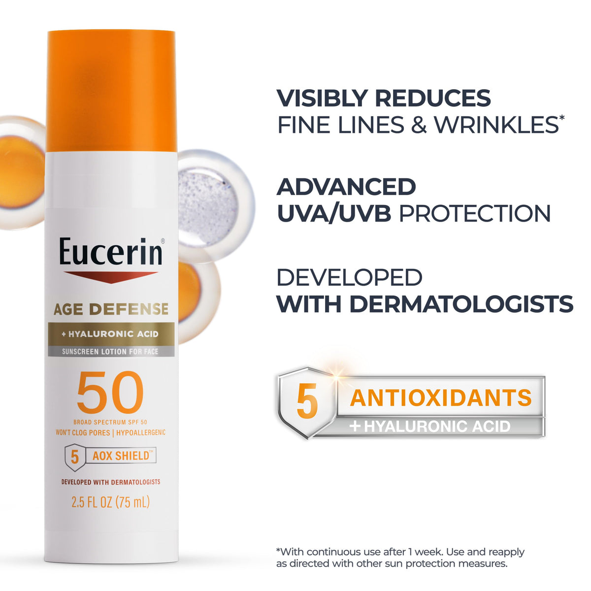 Eucerin Sun Age Defense Face Sunscreen Lotion SPF 50, 2.5 FL OZ Eucerin