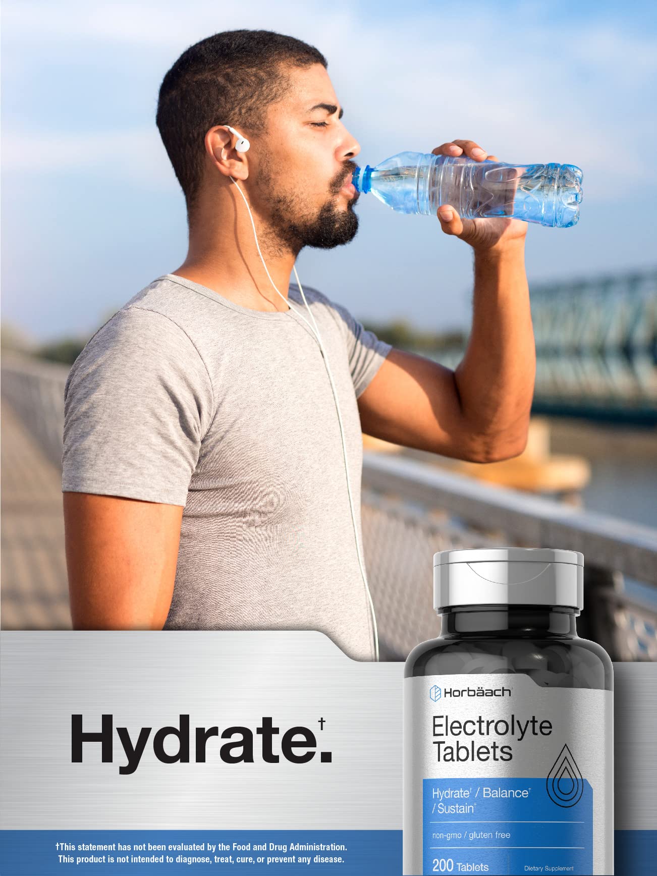 Horbäach Electrolyte Tablets | 200 Count | Helps Hydrate, Balance, & Sustain | with Calcium, Magnesium, Chloride, Sodium and Potassium | Vegetarian, Non-GMO & Gluten Free Horbäach buy australia supplements