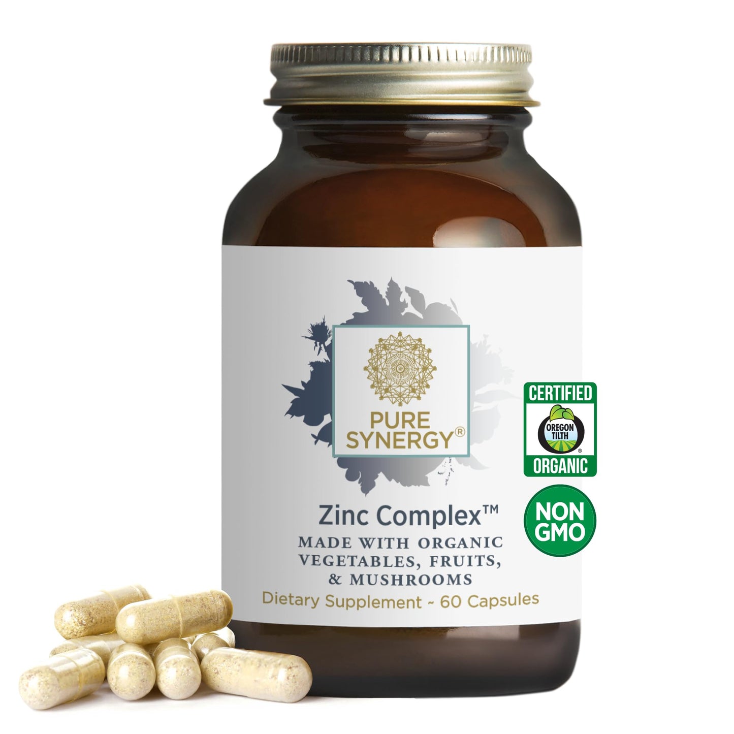 PURE SYNERGY Zinc Complex | Immune Support Supplement | Natural, Vegan Zinc Complex with Vitamin C and Organic Whole Foods | for Immune PURE SYNERGY