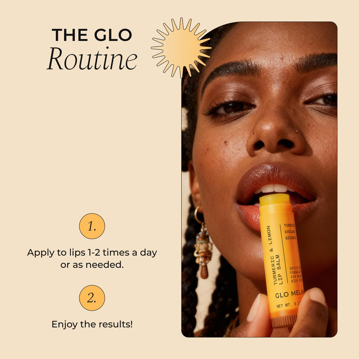 Glo Melanin Natural Lemon & Turmeric Lip Balm - Brighten, Nourish Dark Lips Glo Melanin