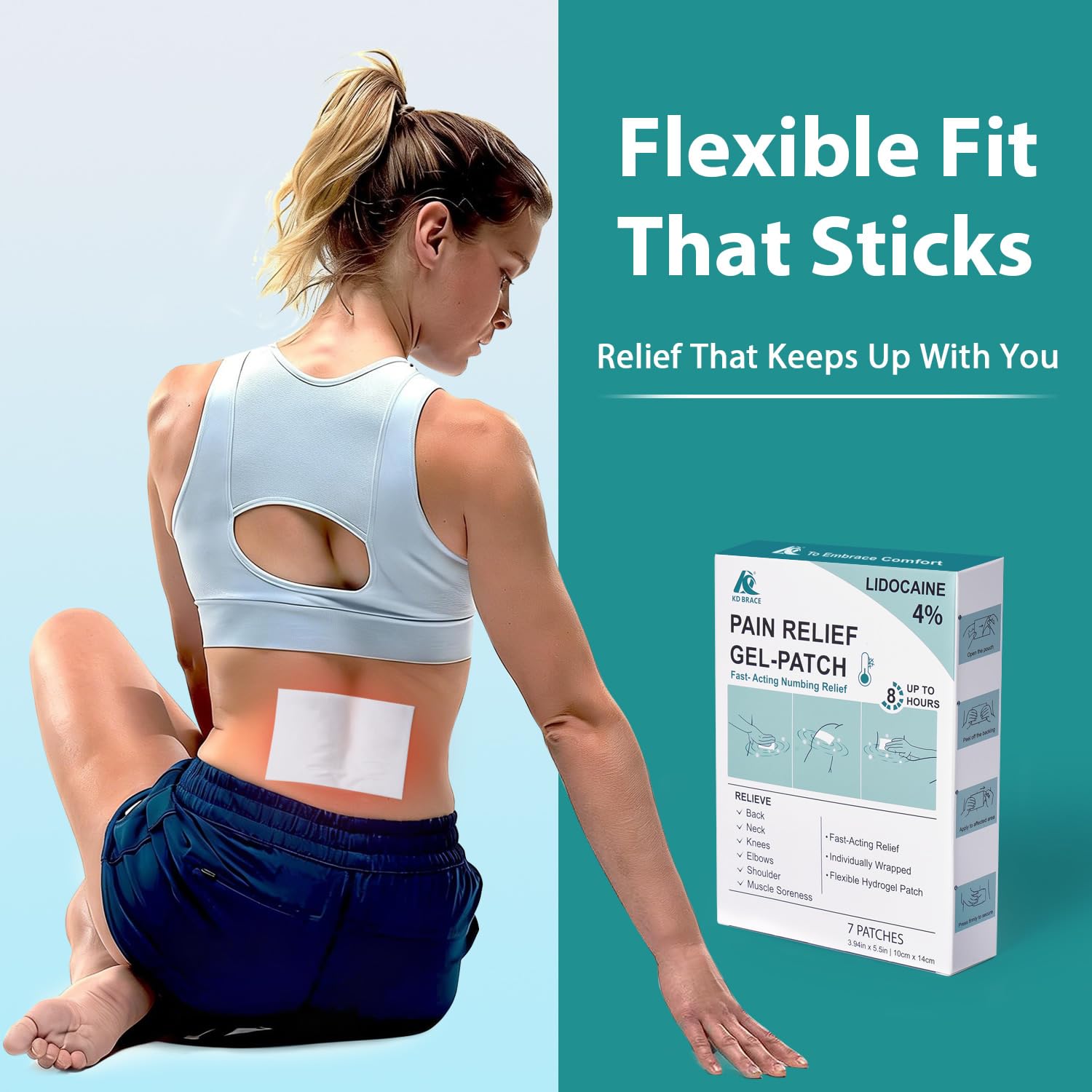 KD 4% Lidocaine Pain Relief Patches: Maximum Strength Lidocaine Patch for Back, Neck, Shoulder, Knee Pain, and Muscle Soreness – Large 3.9” x 5.5” (7 Count) KD buy australia supplements