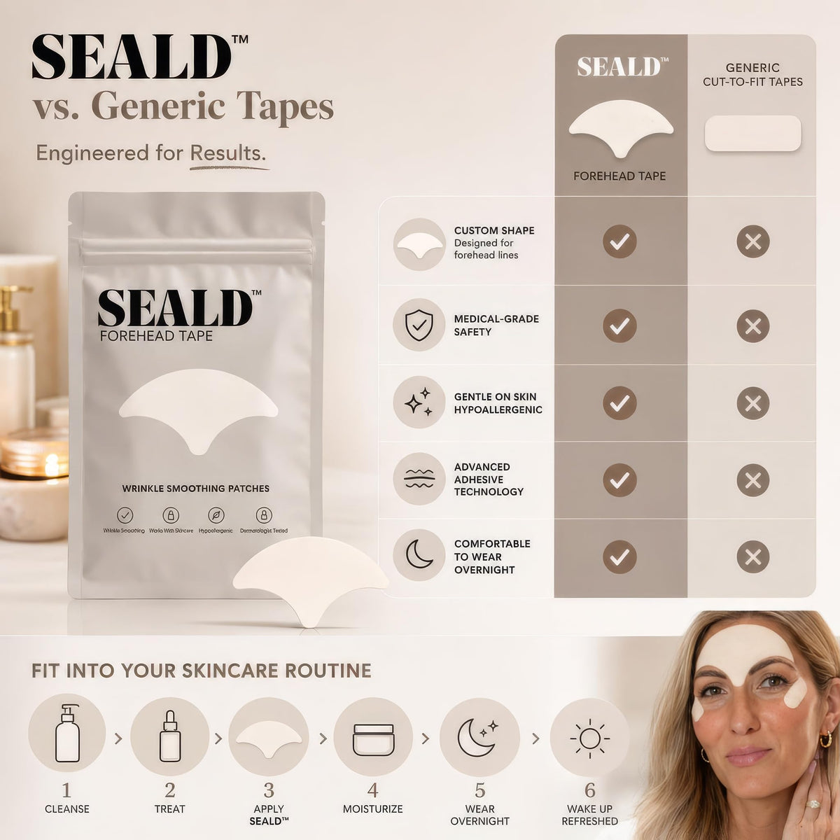 SEALD™ Forehead Tape – Wrinkle Smoothing Patches SEALD