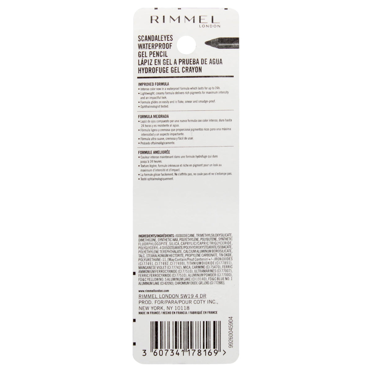 Rimmel London Scandaleyes Waterproof Gel Pencil Eyeliner, Long-Wearing, Ultra-Smooth, Smudge-Proof, 001, Black, 0.04oz Rimmel