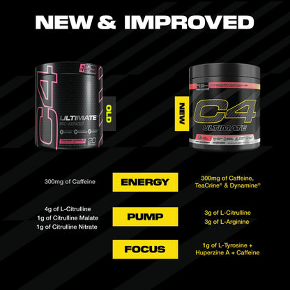 C4 Ultimate Pre Workout Powder Watermelon - Sugar Free Preworkout Energy Supplement for Men & Women - 300mg Caffeine + 3.2g Beta Alanine C4