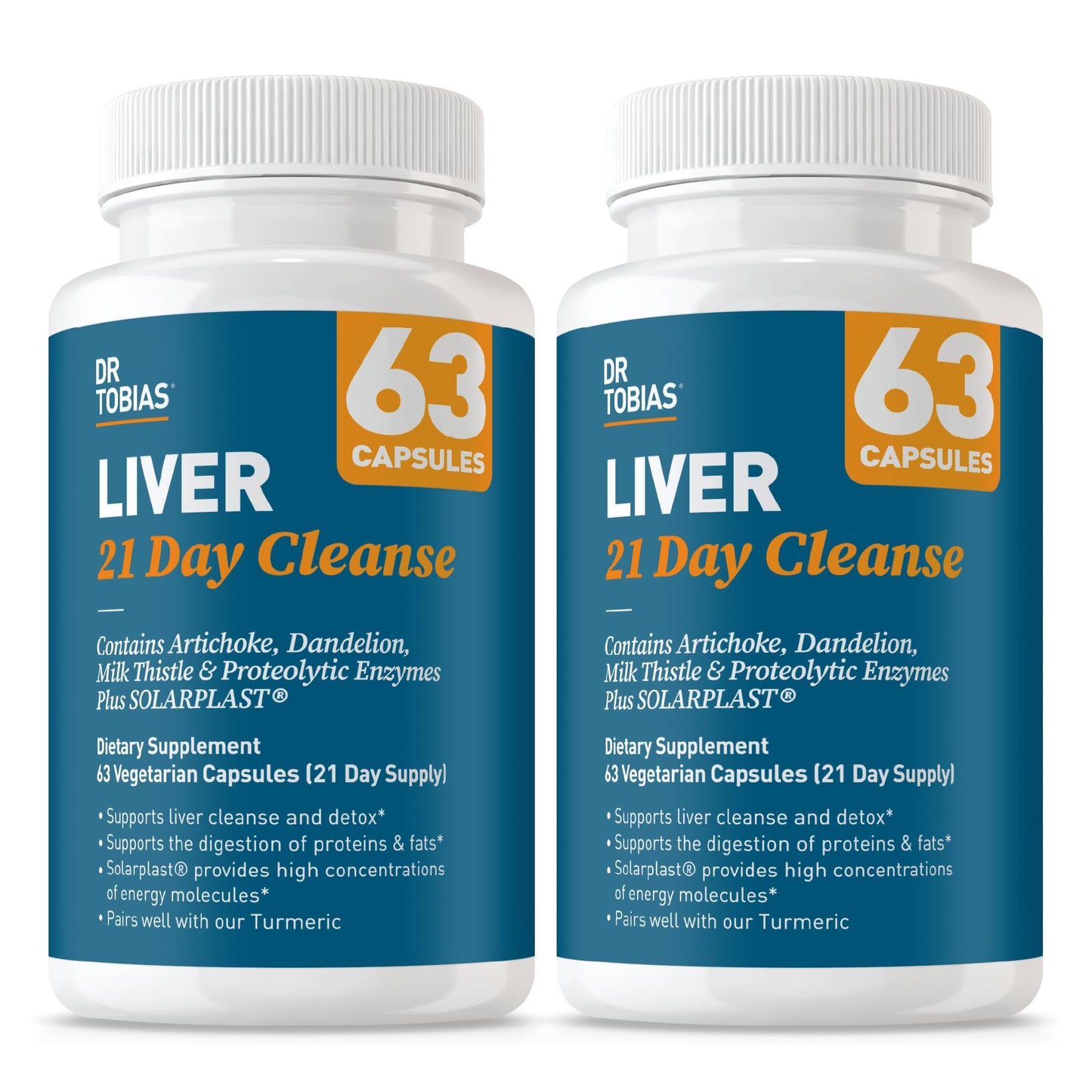 Dr. Tobias Liver 21 Day Cleanse - Herbal Liver Detox Cleanse with Milk Thistle Dandelion Root & Artichoke Extract | Supports Liver Health & Digestion (63 Vegetarian Capsules (Pack of 1))