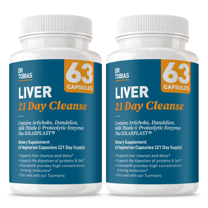 Dr. Tobias Liver 21 Day Cleanse - Herbal Liver Detox Cleanse with Milk Thistle Dandelion Root & Artichoke Extract | Supports Liver Health & Digestion (63 Vegetarian Capsules (Pack of 1))
