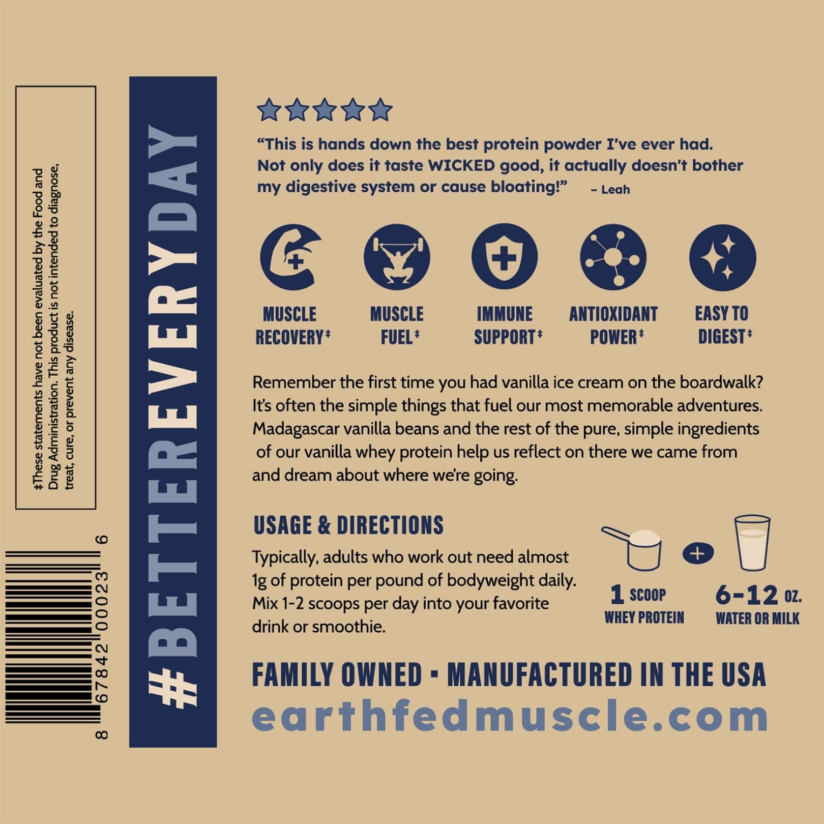 Earth Fed Muscle Whey Back Irish Grass Fed Whey Protein Isolate, Third-Party Certified. 25g Protein, Vanilla - Non-GMO, Hormone Free, Soy Free, Gluten Free - 2 LB, 29 Servings Earth Fed Muscle buy australia supplements