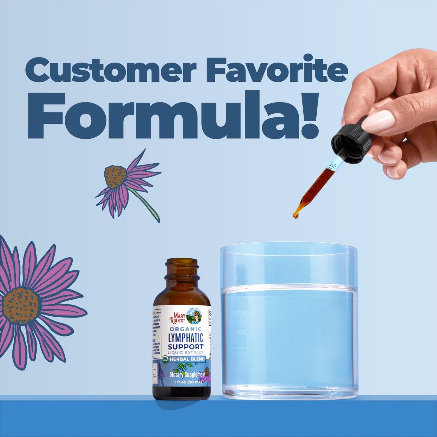 MARYRUTH'S Lymphatic Support Liquid Drops USDA Organic | Herbal Blend with Echinacea & Elderberry | Blue Vervain MARYRUTH'S
