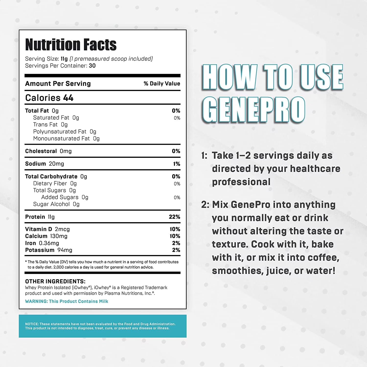 GENEPRO GEN. 3 Unflavored Protein Powder - New Formula - Lactose-Free, Gluten-Free, & Non-GMO Whey Isolate Supplement Shake (3rd Generation, 30 Servings) GENEPRO GEN. 3 buy australia supplements