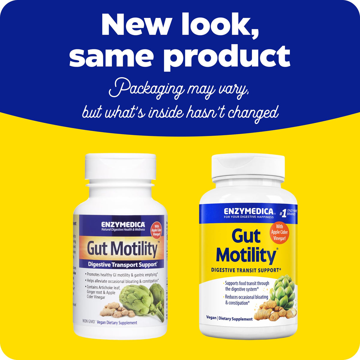 Enzymedica Gut Motility Supplement for Men & Women - Apple Cider Vinegar Capsules with Artichoke & Ginger Extract, Digestive Health Support for Adults Enzymedica