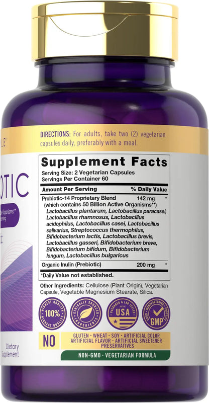 Carlyle Probiotics with Prebiotics | 120 Capsules | 50 Billion Active Organisms | Non-GMO & Gluten Free Supplement Carlyle
