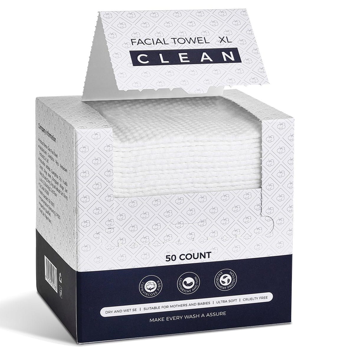 Disposable Face Towels,Viscose Biodegradable Large Dry Wipes,Super Soft & Thick Face Cleansing Towels,Daily Facial Tissues for Sensitive Skin, Makeup Removing,Facial Clean,Nursing,Travel (50 Count) PUPUPE