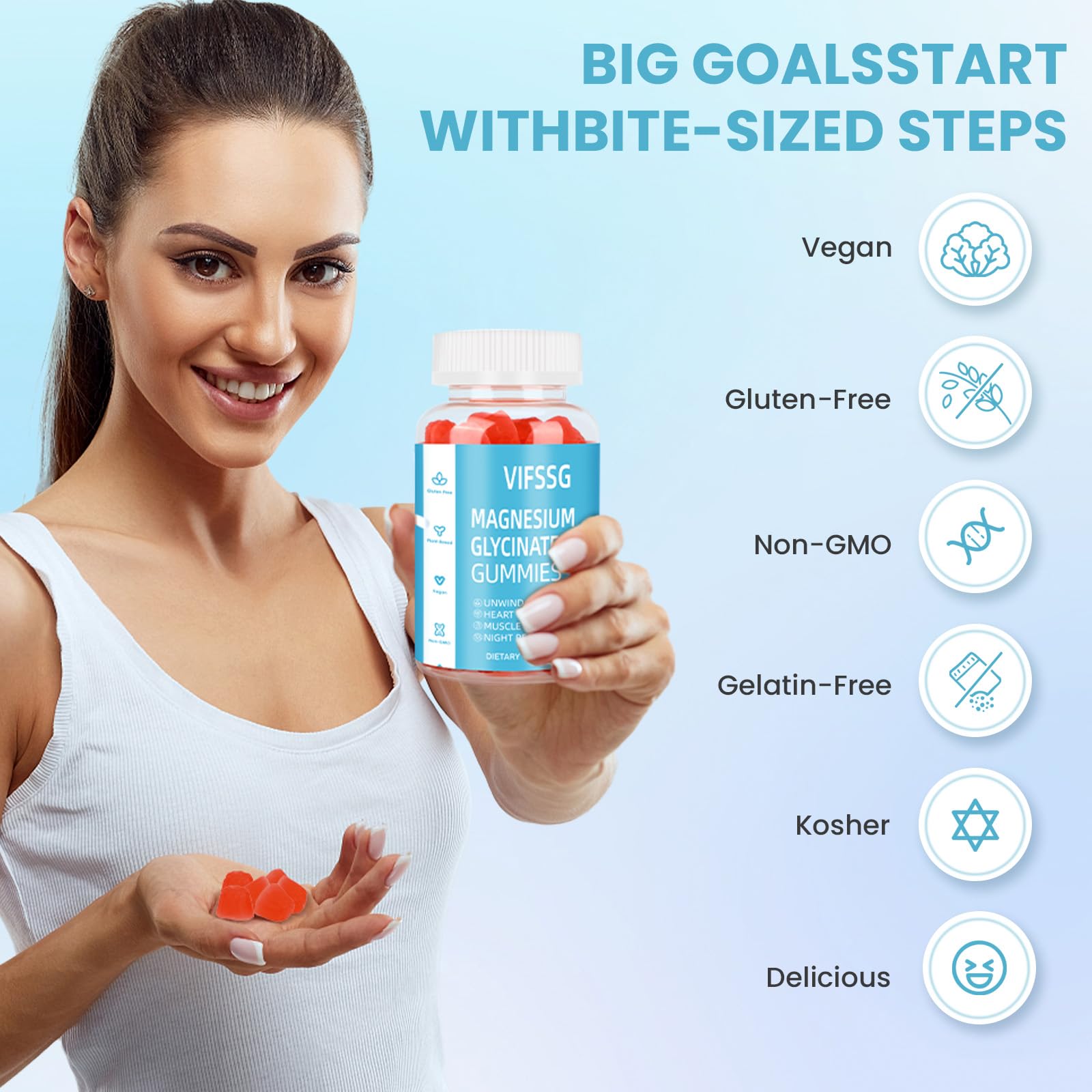 Magnesium Glycinate Gummies 400mg, Sugar Free Gummies with Magnesium L-Threonate 200mg - Magnesium Supplement Chewable Gummies for Women & Men Vegan, Organic Gummies 60 Count VIFSSG buy australia supplements