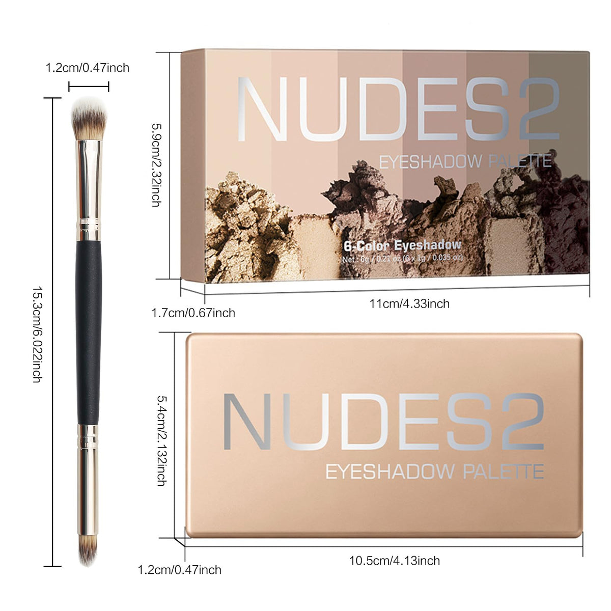 MOOMARTO 6 Matte Neutral Mini Eyeshadow Palette with Brush - Ultra Blendable Cool-Tone Nude Smokey Eye Shadow Palette, Long-lasting Wear Smooth Texture MOOMARTO