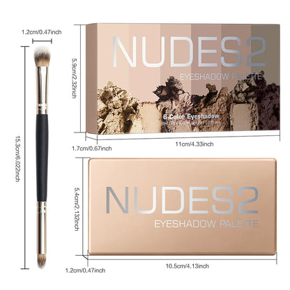 MOOMARTO 6 Matte Neutral Mini Eyeshadow Palette with Brush - Ultra Blendable Cool-Tone Nude Smokey Eye Shadow Palette, Long-lasting Wear Smooth Texture MOOMARTO